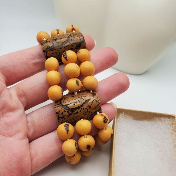 Forest woods‎ ball beaded neutral bracelet stretch fitting unisex gift - Picture 1 of 2